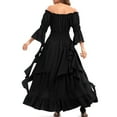 thumbnail image 3 of Cocktail Dress for Women Gothic Dress Renaissance Costume Women Long Maxi Flowy Dress Medieval Long Dress Fall Wedding Guest Dresses for Women S-214 Black M, 3 of 3
