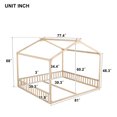 thumbnail image 6 of Double Twin Size House-Shaped Canopy Floor Bed with Safety Guardrails, Kids Wooden Low Profile Bed Frame with Open Roof Design, 6 of 9