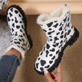 thumbnail image 6 of XIMIN Women Lace up Ankle Booties Platform Boots Fur Lined Walking Hiking Shoes Fashion Leopard Print Suede Plush Insulation Side Zipper Thick Heeled Winter Snow Boots, 6 of 7