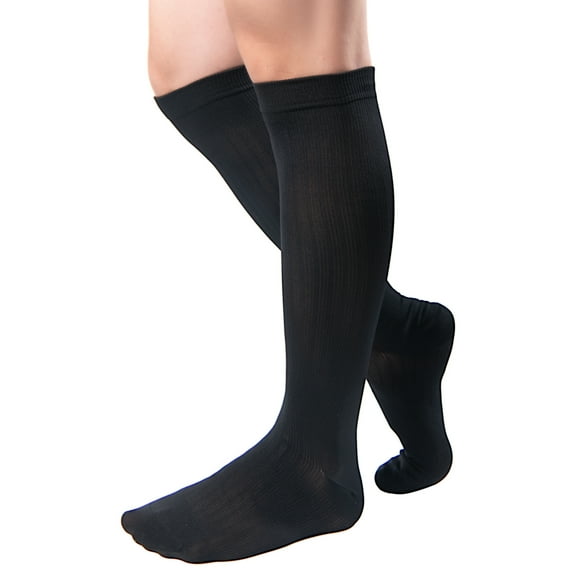 Y2Y2 Knee High 8-15 mmHg Graduated Compression Socks 3-Pack Men's Black, Shoe size 7-12