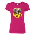 thumbnail image 2 of Wild Bobby, Elephant Sunflower Cute Love Animal Lover Womens Slim Fit Junior Tee, Raspberry, 2XL, 2 of 3