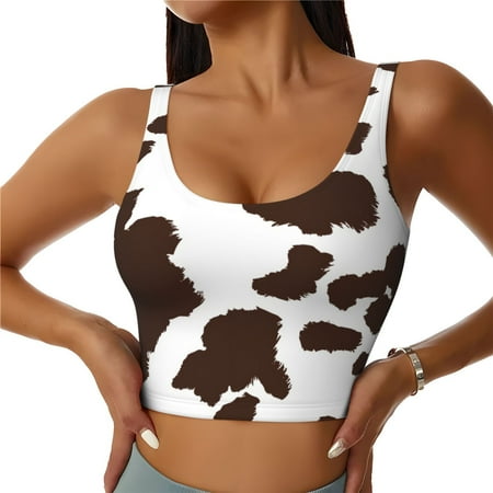 Matuu Brown Cow for Women s Sports Bra - Soft  Comfortable and Breathable Sports Vest for Yoga  Fitness  and Dance-Small