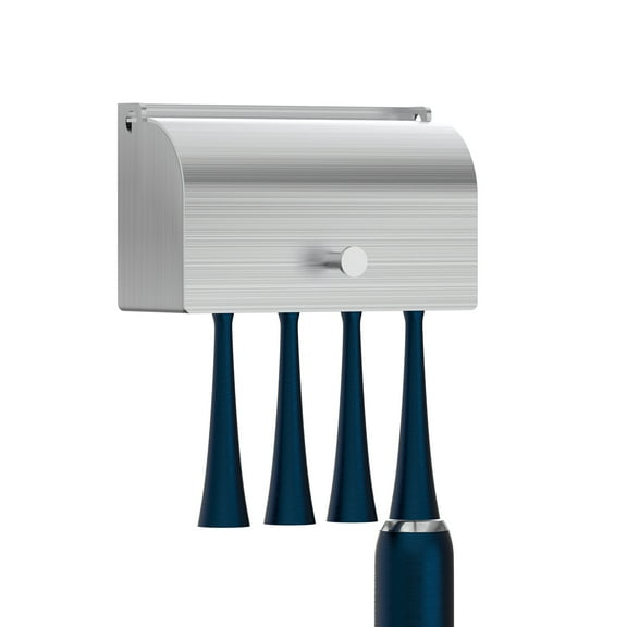 Linkidea 4 Slots Stainless Steel Toothbrush Holders Wall Mounted, RV Mirror Toothbrush Organizer Hanger with Cover, Self-Adhesive Toothbrush Storage Stand Rack