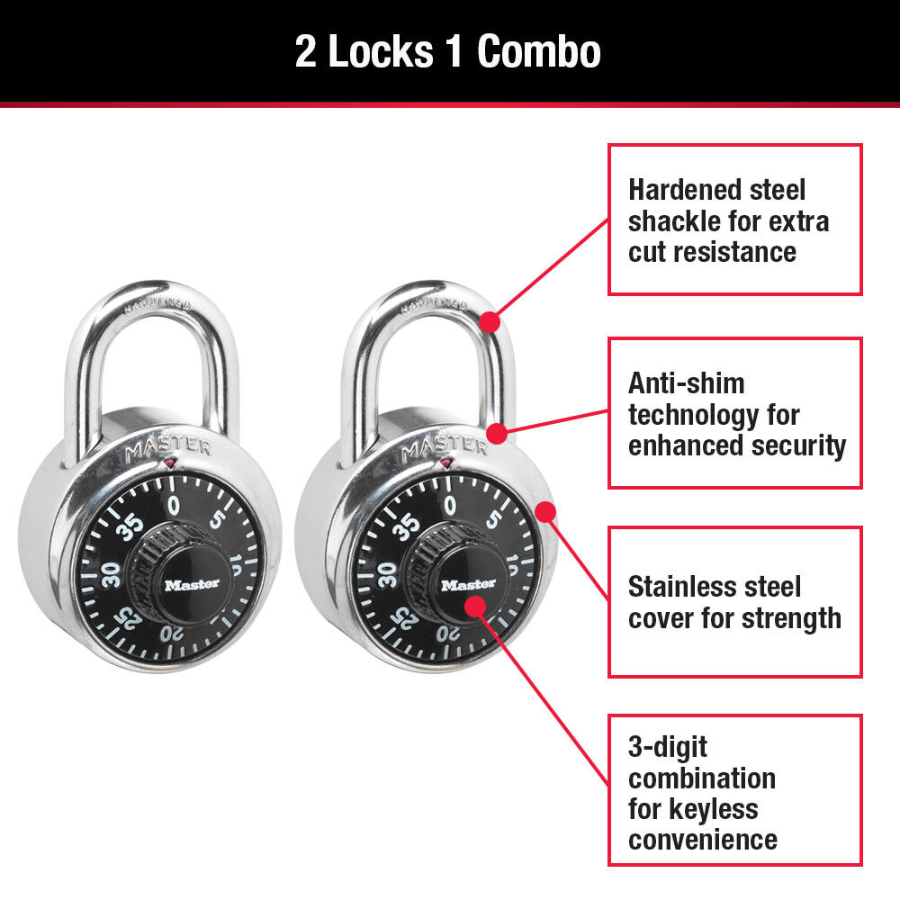 Master Lock 3-Digit Combination Padlock 2-Pack photo 2