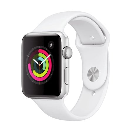 apple watch 42mm silver aluminum case with white sport band