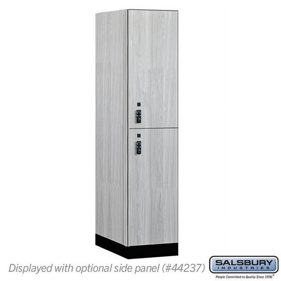 Salsbury Industries 18-42164ST-R 18 in. Wide Premier Wood Locker - Double Tier - 1 Wide - 6 ft. High - 24 in. Deep - Silver Teak - Resettable Combination Locks