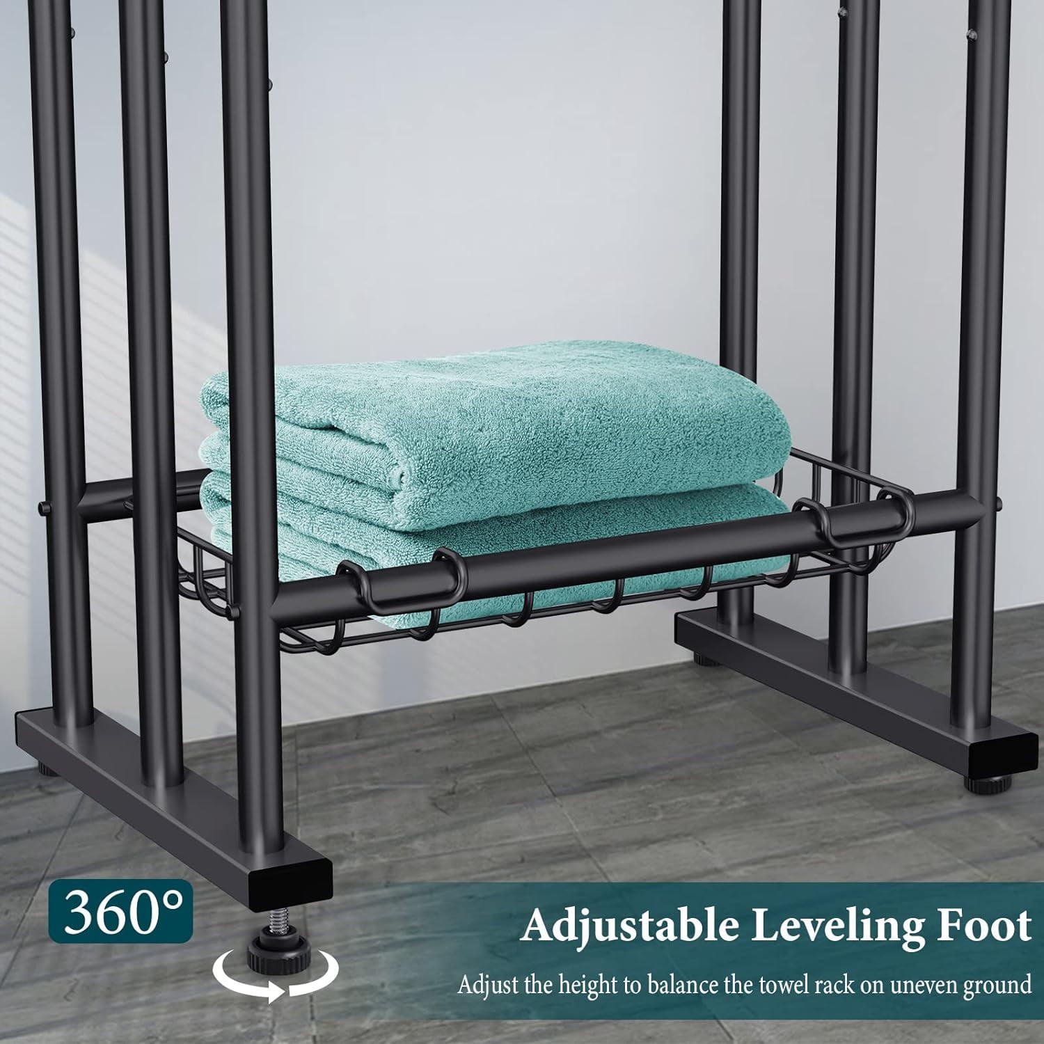 Kayfia 40" H Free Standing Towel Rack, 3 Tier Alloy Steel Towel Rack Stand with Basket