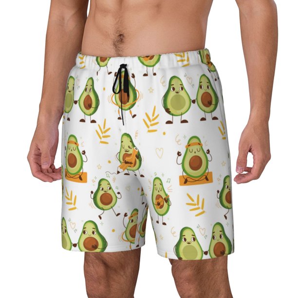 Balery Lovely Avocado Bañador para hombre, shorts de playa de secado rápido con entrepierna y forro de compresión-Large