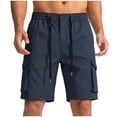 thumbnail image 2 of Stamzod Cargo Shorts for Men Elastic Waist Summer Casual Work Short with Multi Pocket Mens Clothes Navy L, 2 of 8