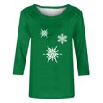 thumbnail image 3 of Puntoco Camiseta de mujer con cuello redondo, manga 3/4 y estampado navideño, jersey de cuello redondo, camiseta de manga larga con cuello redondo, 3 of 3