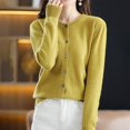 thumbnail image 5 of Harpily Women's Casual Shirt Womens Basic Crew Neck Long Sleeve Down Cardigan, 5 of 5