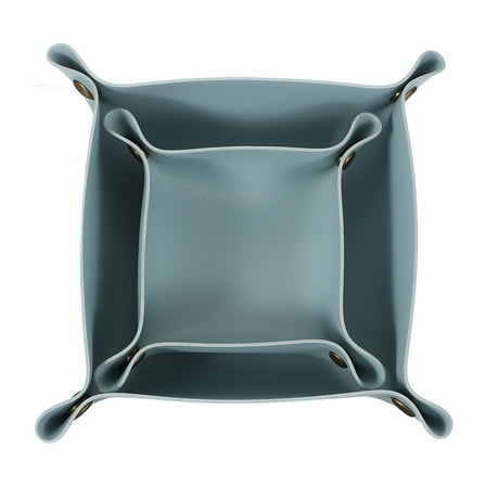 2 Pcs Valet Tray for Women and Men, PU Leather Jewelry Tray Entryway Table Bedside Nightstand Catchall Storage Organizer for Jewelry Key Coin Watch Wallet(Square, Sky Blue)