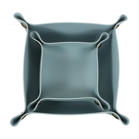 2 Pcs Valet Tray for Women and Men, PU Leather Jewelry Tray Entryway Table Bedside Nightstand Catchall Storage Organizer for Jewelry Key Coin Watch Wallet(Square, Sky Blue)