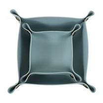 2 Pcs Valet Tray for Women and Men, PU Leather Jewelry Tray Entryway Table Bedside Nightstand Catchall Storage Organizer for Jewelry Key Coin Watch Wallet(Square, Sky Blue)