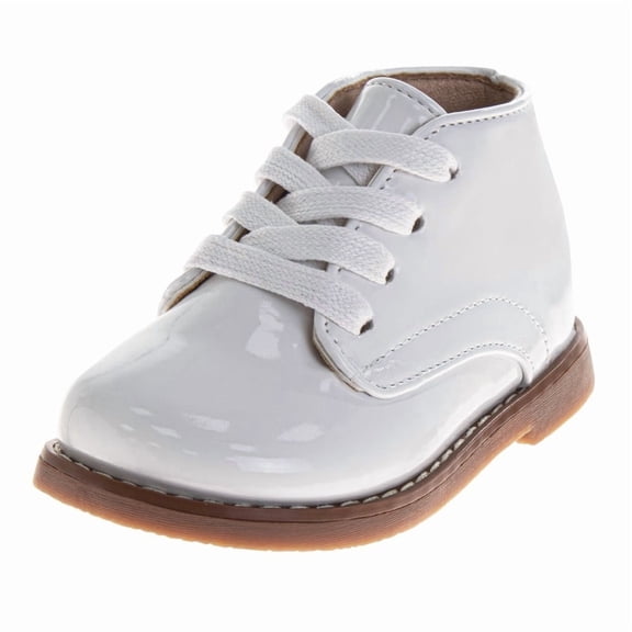 Josmo Baby Boys Girls Unisex Walking Shoes First Step Walker Lightweight Synthetic Non, Slip High Top, White Patent, Size: 3.5