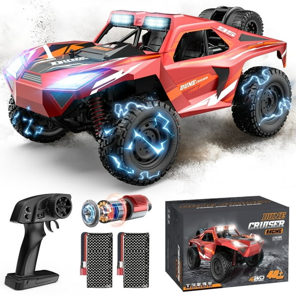 RC Car, 1:16 Scale Remote Control Monster Truck, 4WD Electric Vehicle with 2.4 GHz Remote Toys, 30 MPH RC Cars with LED Bodylight and 2 Batteries for Boys Girls