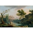 thumbnail image 2 of Claude-Joseph Vernet 18x13 Black Ornate Wood Framed Double Matted Museum Art Print Titled - Summer Evening, Landscape in Italy, 2 of 5