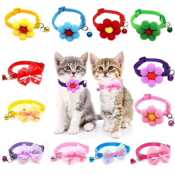 EVER BETTER 12 Pcs Cute Cat Collar with Bells Cat Collar Breakaway Cat Collars for Girl Cats Small Kitten Collar with Bell Boy Pet Collar