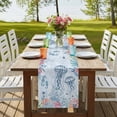 thumbnail image 4 of Table Runners 48 Inches Long Dress Scarves, Blue Jellyfish Coastal Farmhouse Kitchen/Dining Table Runner, Short Coffee Tablerunners, Beach Nautical Ocean Coral Seahorse 13x48 Inch, 4 of 9
