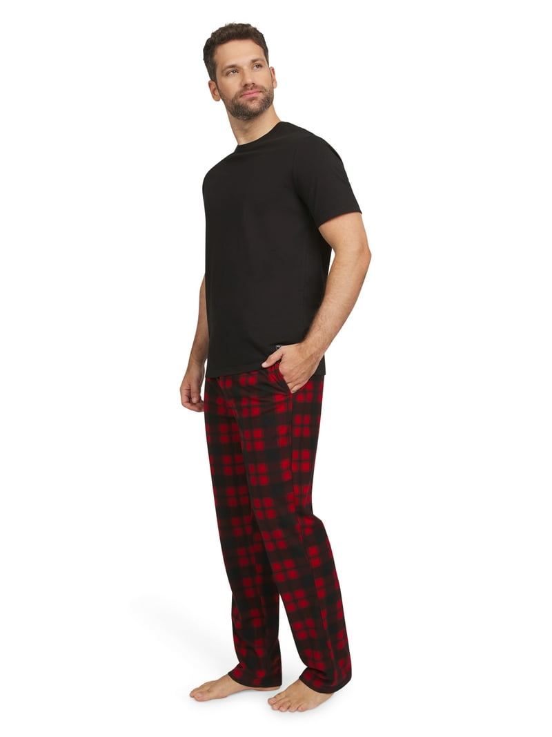 Chaps Men's 2 Piece PJ Set - Microfleece Pants & Jersey Tee with