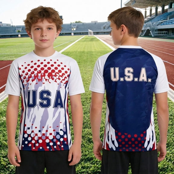 Kids Boys Girls Soccer Shirts Football Fans USA Short Sleeve Boys 2026 Fan International Shirts Streetwear Casual Tops Tee 1-13 Years
