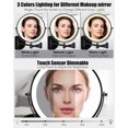 thumbnail image 3 of UTAH-Rechargeable Wall Mounted Lighted Makeup Mirror 8 Inch Bathroom Mirror Double-Sided 1X/5X Magnification 3 Color Lights Dimmable LED Vanity Mirror Touch Screen 360° Swivel 13 Inch Extendable, 3 of 4