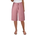 thumbnail image 2 of Pxiakgy Linen Shorts for Women Women's Wide Leg Pants Casual Wide Leg Lightweight Loose Palazzo Pants Trouser with Pockets Summer Line Comfy Lounge Beach Lightweight Short Pink Xxl, 2 of 7