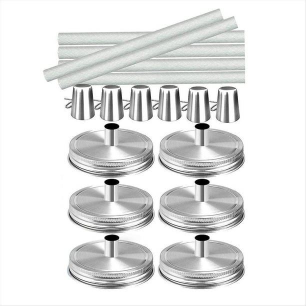 Kits de Antorchas de Mesa Jar, Paquete de 6 Tapas de Boca Regulares, Mechas y Tapas, Luces de Lámpara de Aceite para Exteriores para Decoración de Jardín y Patio