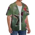 thumbnail image 2 of Balery Humming Bird 1 Camisa Casual de Manga Corta con Botones para Hombre, Texturizada, Estilo Cubano, para Playa, Verano-X-Large, 2 of 5