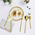 thumbnail image 5 of Ikohbadg Bamboo Flatware Set Gold Set Service for Stainless Steel Fine Vintage Flatware Cutlery Set with Bamboo Design Handle Forged Restaurant Hotel Party Wedding Housewarming Gift Polished, 5 of 6
