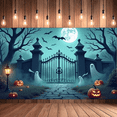 thumbnail image 4 of Halloween Theme Decorative Banner Spooky Atmosphere Jack o Lanterns Gate Design for Outdoor Decorating Holiday Party Night, 4 of 5