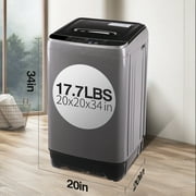 Full Automatic Washing Machine with LED Display, 20 lbs Portable Washing Machine, 10 Washing Programs & 8 Water Levels Selections, Grey