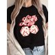thumbnail image 1 of Camiseta de algodón para mujer "Dados de Amor para San Valentín" - Cuello redondo informal, manga corta, estampado de dibujos animados, lavable a máquina, ideal para el tiempo libre., 1 of 9