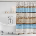 thumbnail image 2 of Vintage Blue Brown Shower Curtain Set - 72" x 78" Washable Bathtub Curtain with 12 Hooks, Retro Country Shabby Wood Grain Waterproof Fabric Stall Shower Curtains for Bathroom/Bathtub Décor, 2 of 6