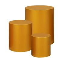 FVDPWYE 3 Cylindrical Dessert Pedestals, Cake Stand, Round Display Pedestal, Cylindrical Gold