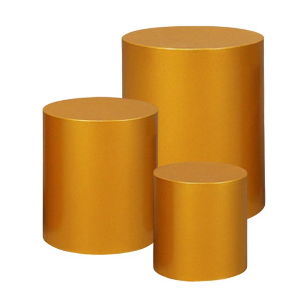 3x Pedestal de exhibición Cilindro Pedestal Soporte para pastel Decoración Cilindro multifuncional Oro