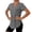 Gray, variant on Fnooota Women's Cotton Athletic T Shirts, Summer Short Sleeve V Neck Casual Workout Tops Tees Gray Size S-2XL
