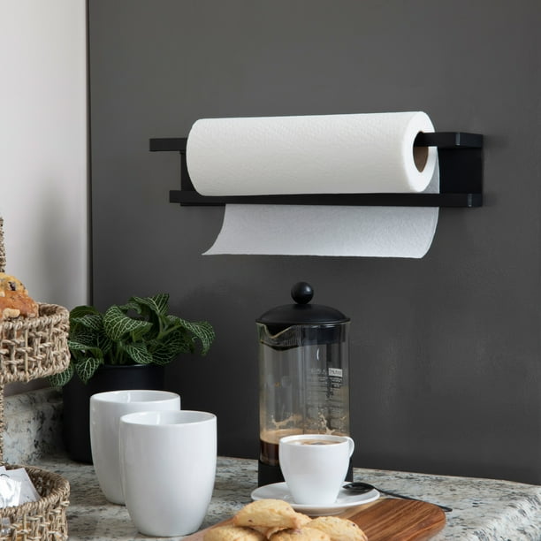 Household Essentials Metal Magnetic Paper Towel Holder Black