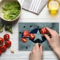 thumbnail image 4 of Airplane Cutting Board, Star on Round Circle with Stripes with Grunge Effect Backdrop Aircraft, Decorative Tempered Glass Cutting and Serving Board, Small Size, Red Grey Blue, by Ambesonne, 4 of 5