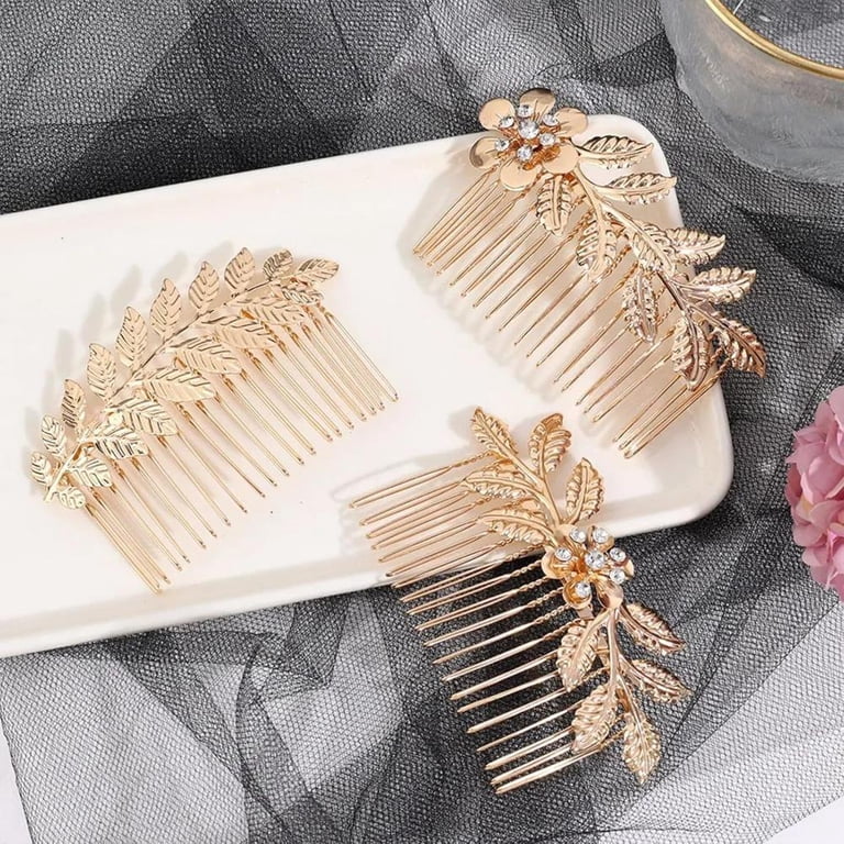 8 Pack Leaf Hair Side Combs for Women Girl, Bridal Metal  display picture 1