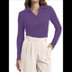 thumbnail image 3 of Camisas de Mujer de Larga, Informales, de Negocios, con Cuello en V, Suéter de Punto Acanalado, Blusas Ajustadas. Púrpura M, 3 of 5