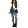 thumbnail image 2 of Allegra K Women's Stand Collar Washed Hoody Zipper Front Drawstring Waist Pocket Utility Vest, 2 of 5
