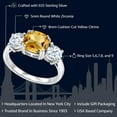 thumbnail image 2 of Gem Stone King 4.50 Cttw Yellow Citrine 3-Stone Engagement Ring for Women | 925 Sterling Silver | Gemstone Birthstone | Cushion 8MM | Wedding Engagement Anniversary Promise Ring for Women | Size 7, 2 of 6