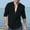 Black, variant on YLSDY Men Long Sleeve Shirt Cotton Linen Casual Beach Shirts Henley T-Shirt Band Collar Cowboy Vacation Top with Pockets Black M