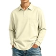 thumbnail image 3 of LWavelet Men's Long Sleeve Polo Shirts with Chest Pocket Relaxed Fit Breathable Business Casual Golf Shirts for Men, 3 of 7