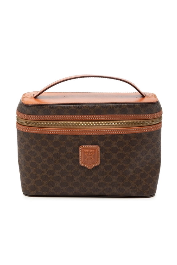 Pre-Owned Celine Macadam Handbag Vanity Bag Brown Leather Women's CELINE