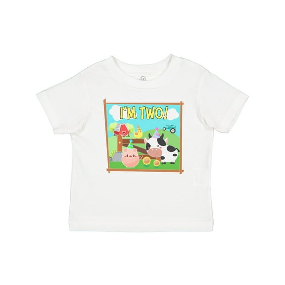 Inktastic I'm Two Farm Animals Wearing Birthday Party Hats Boys or Girls Baby T-Shirt