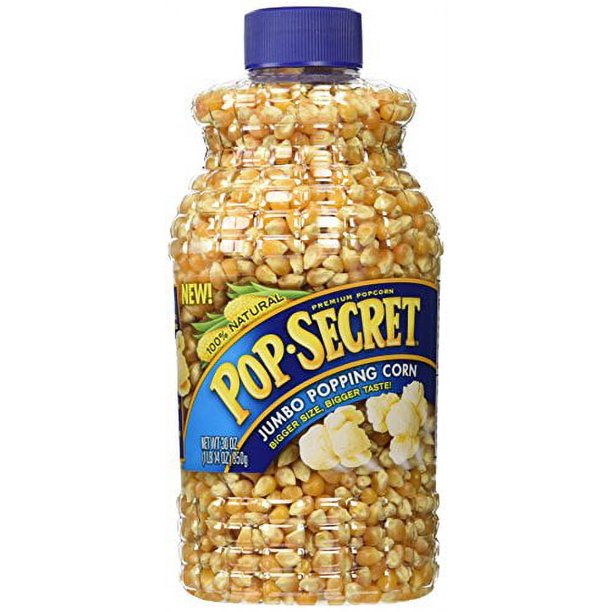 Pop Secret Popcorn 100 Natural Premium Jumbo Popping Corn (2 Pack) Large 30 oz Bottles