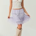 thumbnail image 4 of Women Lace Mini Skirt Low Rise Ruffle Pleated Layered Flowy Underskirt for Going Our Party Club, 4 of 7