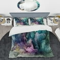 thumbnail image 2 of Designart "Marbled Symphony in Green and Purple" Abstract Marble Bedding Covert Set - Modern Green Abstract Bed Set With 2 Shams, 2 of 6